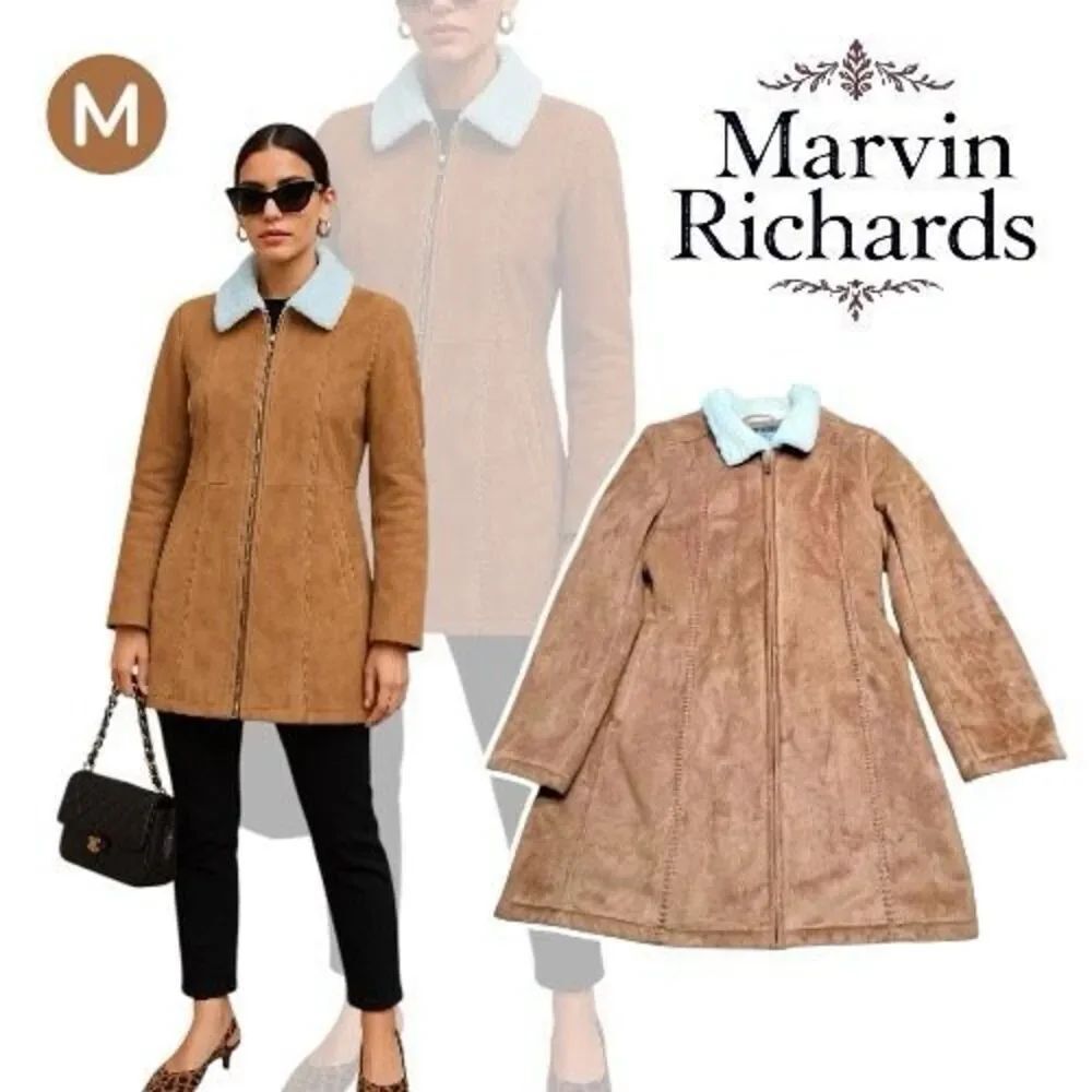 Woman’s Medium Faux Suede Leather Jacket Coat Brown